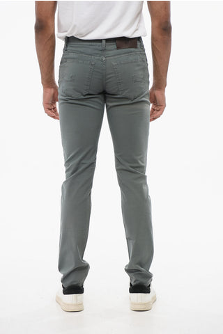 ID Stretchy Cotton 5-pocket Pants with Embroidered Logo 17cm