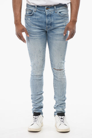 Light Wash CRYSTAL SHOTGUN Skinny Fit Denims 14cm