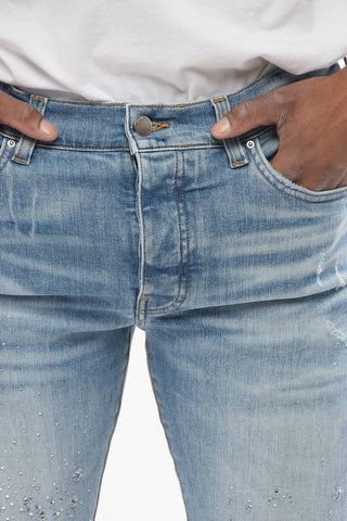 Light Wash CRYSTAL SHOTGUN Skinny Fit Denims 14cm