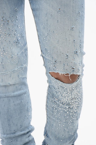 Light Wash CRYSTAL SHOTGUN Skinny Fit Denims 14cm