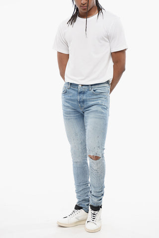 Light Wash CRYSTAL SHOTGUN Skinny Fit Denims 14cm