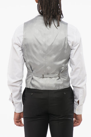 Gilet In Lana 5 Bottoni Con Tasche A Filo