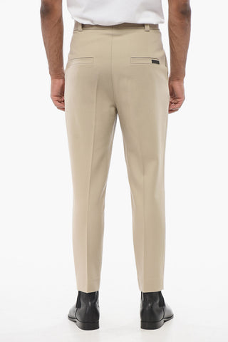 Single-pleated Virgin Wool Pants with Belt Loops