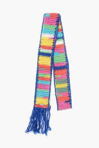 Multicolor Fringed Crochet Scarf