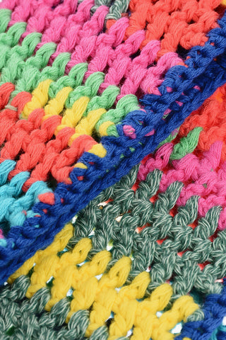 Multicolor Fringed Crochet Scarf