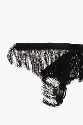 Slim Solid-Color Stole with Fringes