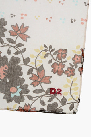 Floral Patterned Cotton and Silk Pocket Square