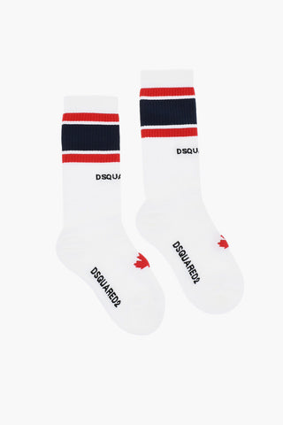Cotton Blend Mid-Crew Socks with Contrasting Details