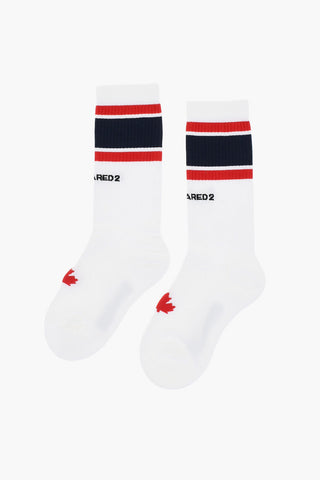Cotton Blend Mid-Crew Socks with Contrasting Details