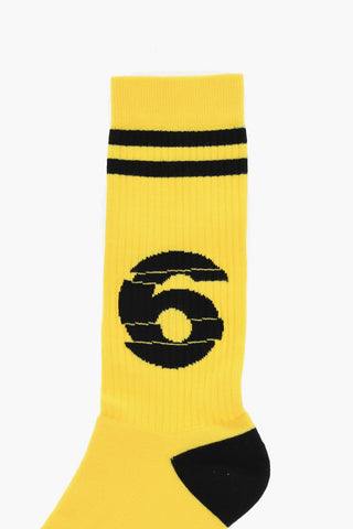 Cotton Blend Long Socks with Contrasting Details
