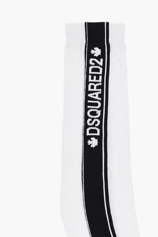 Two-Tone Long Socks with Logoed Detail