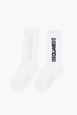 Calzini Mid-Crew a Costine con Logo a Contrasto