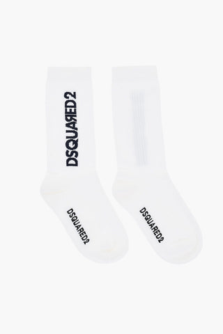 Calzini Mid-Crew a Costine con Logo a Contrasto