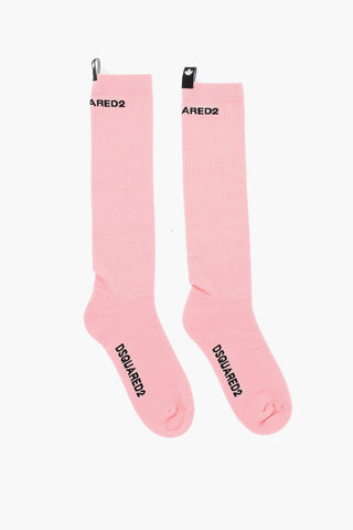Ribbed Long Socks with Contrasting Details