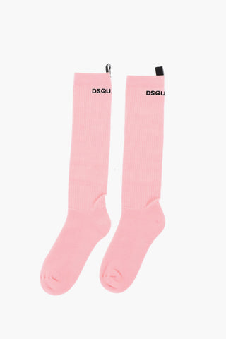 Ribbed Long Socks with Contrasting Details