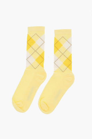 Long Ribbed Socks with Argyle Pattern