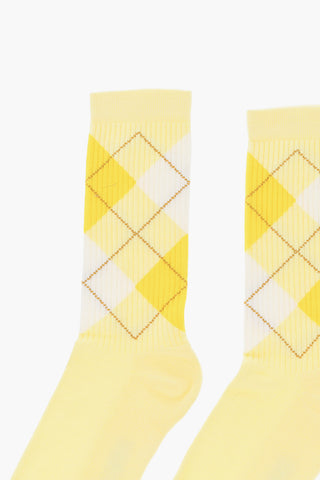 Long Ribbed Socks with Argyle Pattern