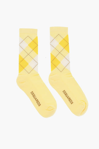 Long Ribbed Socks with Argyle Pattern