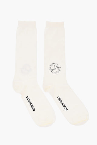 Wool Blend Mid-Crew Socks with Contrasting Details