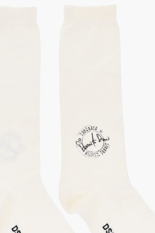 Wool Blend Mid-Crew Socks with Contrasting Details