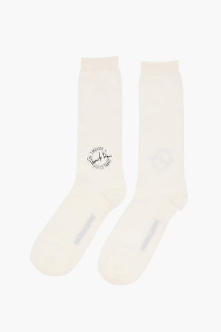 Wool Blend Mid-Crew Socks with Contrasting Details