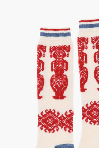 Patterned Wool Blend Long Socks