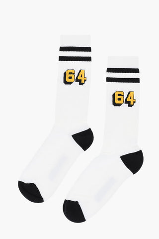 Ribbed Mid-Crew Socks with Contrasting Details