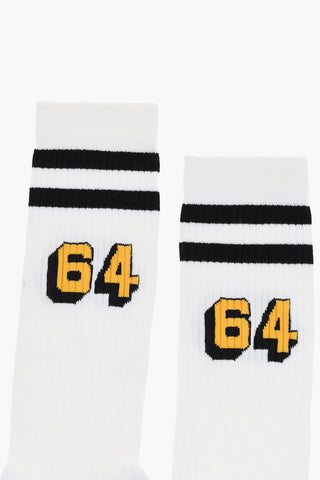 Ribbed Mid-Crew Socks with Contrasting Details