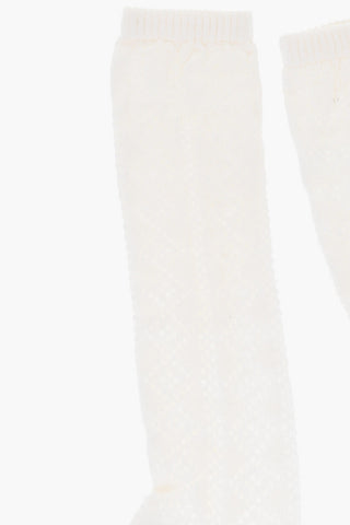 Solid-Color Long Socks with Perforated Details