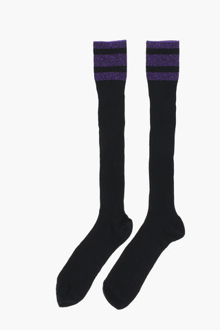 Long Ribbed Socks with Lurex Details
