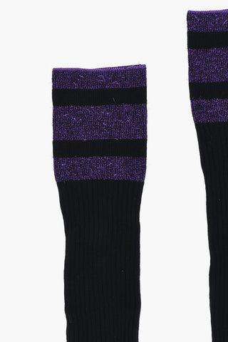 Long Ribbed Socks with Lurex Details