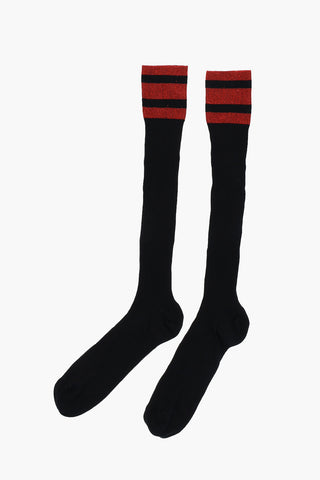Long Ribbed Socks with Lurex Details