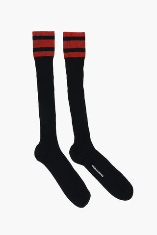 Long Ribbed Socks with Lurex Details