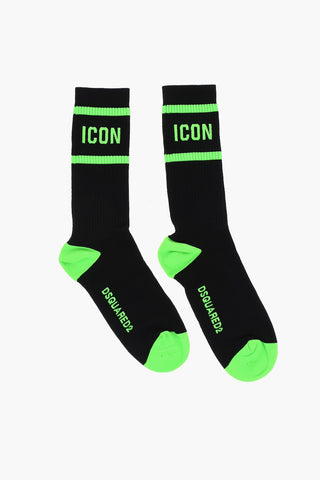 ICON Cotton Blend Mid-Crew Socks with Fluo Details