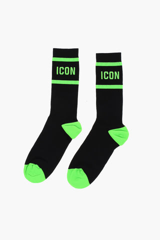 ICON Cotton Blend Mid-Crew Socks with Fluo Details