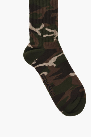 Camouflage Motif Ribbed Long Socks