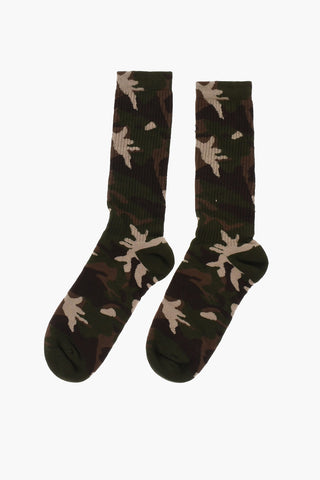 Camouflage Motif Ribbed Long Socks