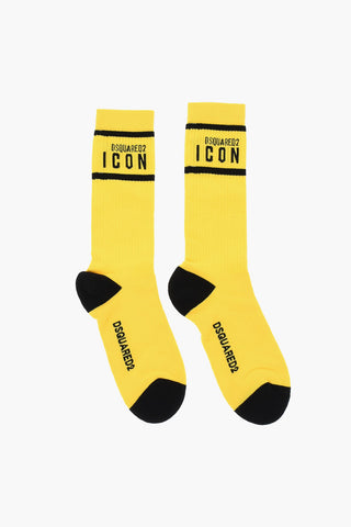 ICON Ribbed Mid-Crew Socks with Contrasting Details