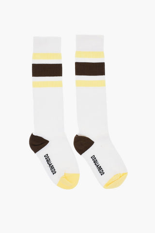Ribbed Long Socks with Contrasting Details