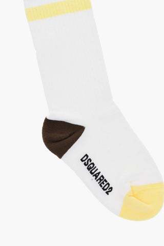 Ribbed Long Socks with Contrasting Details