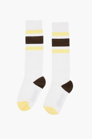 Ribbed Long Socks with Contrasting Details