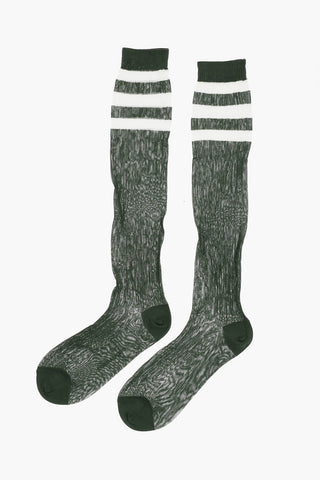 Lange gerippte Socken mit Streifendetail
