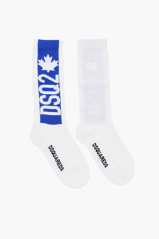 Ribbed Mid-Crew Socks with Contrasting Detail