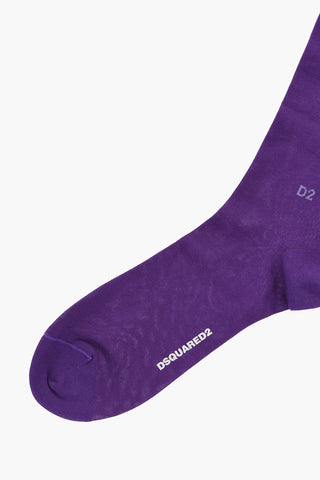 Solid Color Long Socks with Contrasting Monogram