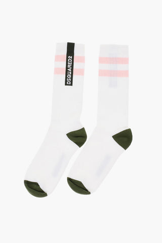 Ribbed Long Socks with Contrasting Details