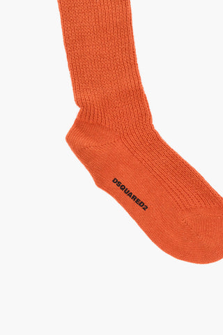 Long Wool-Blend Solid-Color Socks