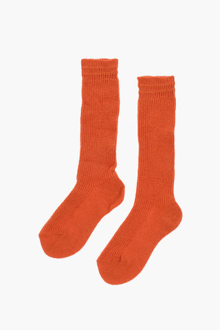 Long Wool-Blend Solid-Color Socks