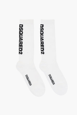 Ribbed Long Socks with Contrasting Logo