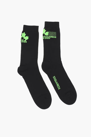 Cotton Blend mid-crew Socks with Fluo Detail