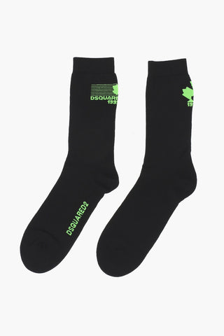 Cotton Blend mid-crew Socks with Fluo Detail